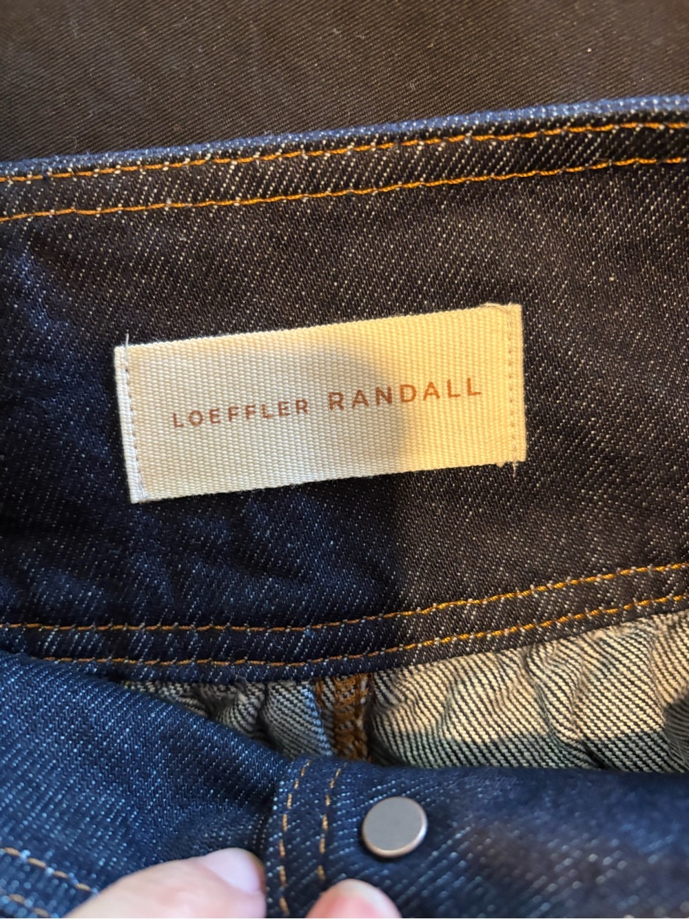 Loeffler Randall Dark Blue Denim Button-Front A-Line Skirt - Picture 2 of 5